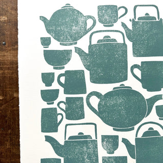 Hand Block Printed Tea Set Art Print - No. 2801