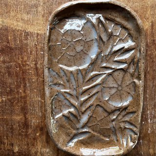 Block Printed Stoneware Dish, No. 1958