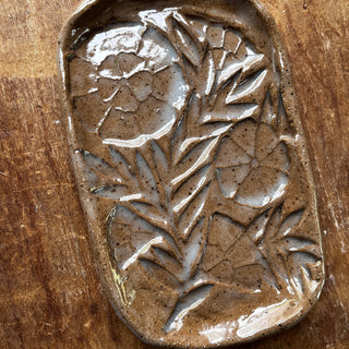 Block Printed Stoneware Dish, No. 1958