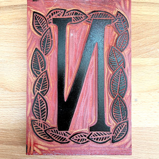 Hand-Carved Letter Printing Block for Display - N