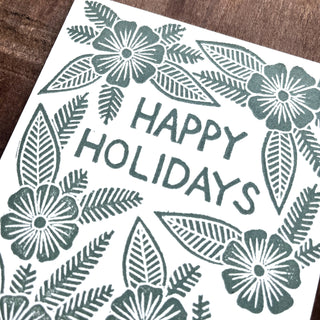 "Happy Holidays"- Block Printed Holiday Card, XM60