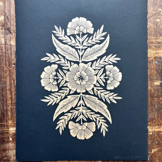Hand Block Printed Gold Art Print - No. 2884