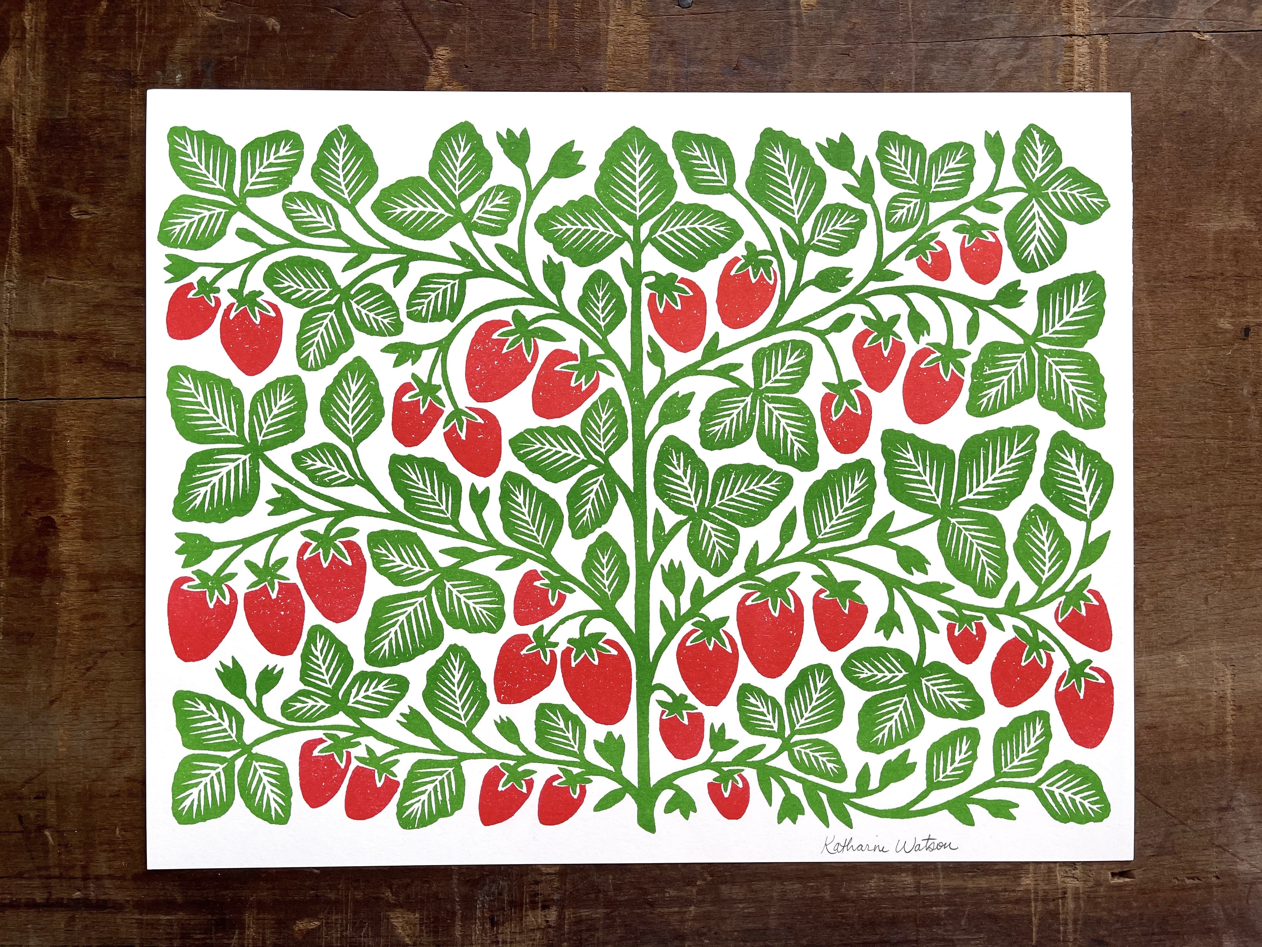 Garden Series: Strawberry Risograph Print – Katharine Watson Shop